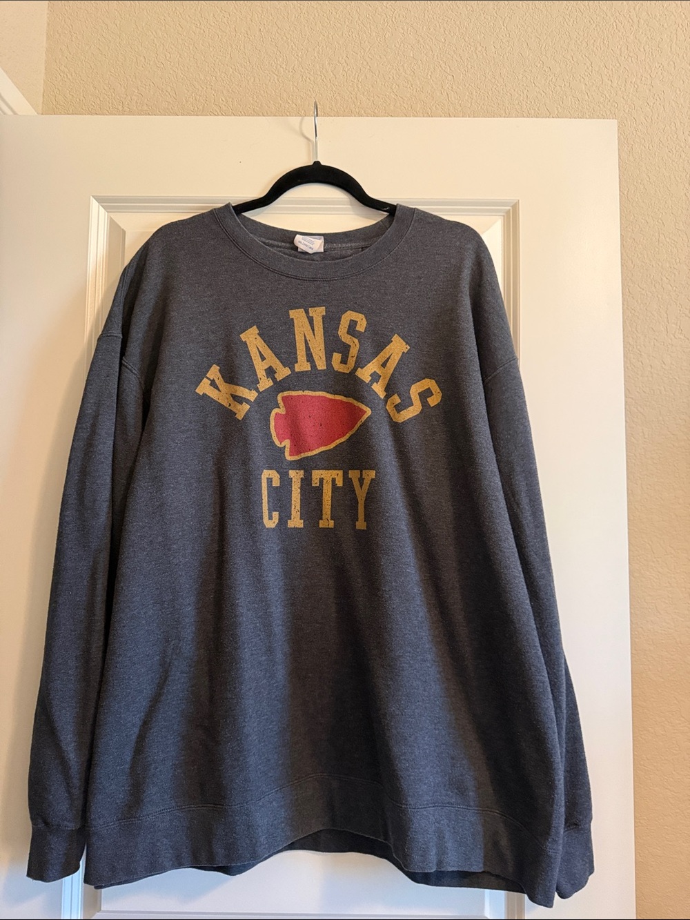 Kansas City Crewneck Sweatshirt - Charcoal with Gold & Red Graphic